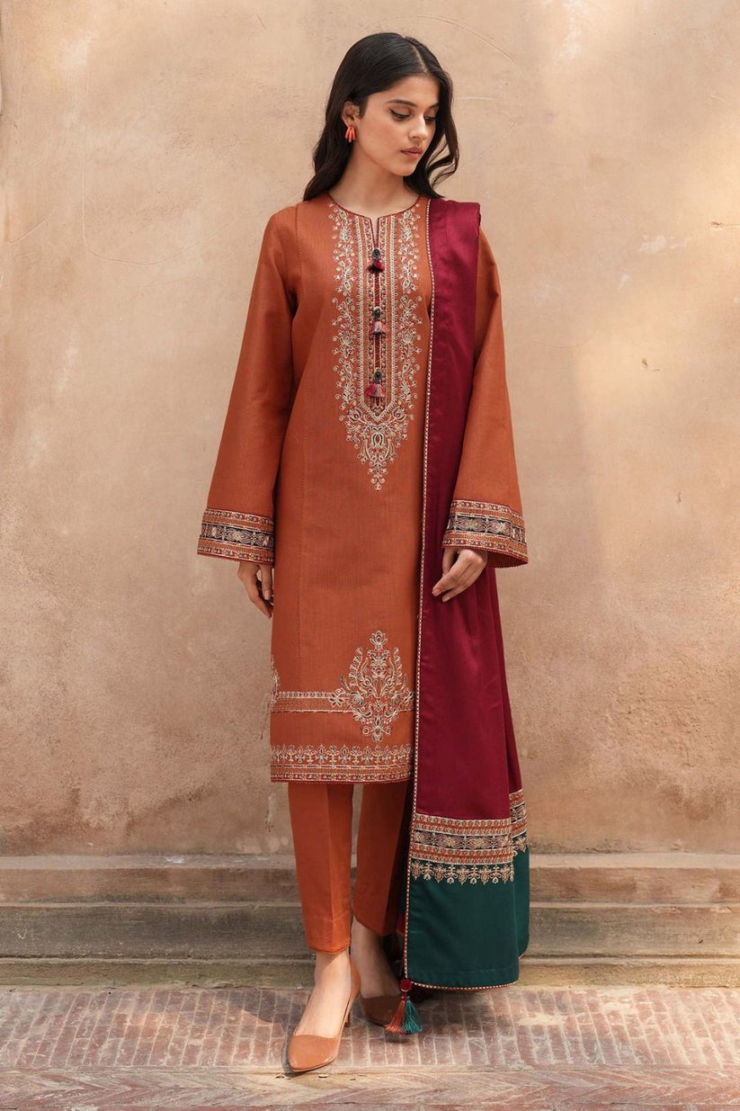 3PC Lawn Embroidered Shirt With Digital Printed Dupatta-321